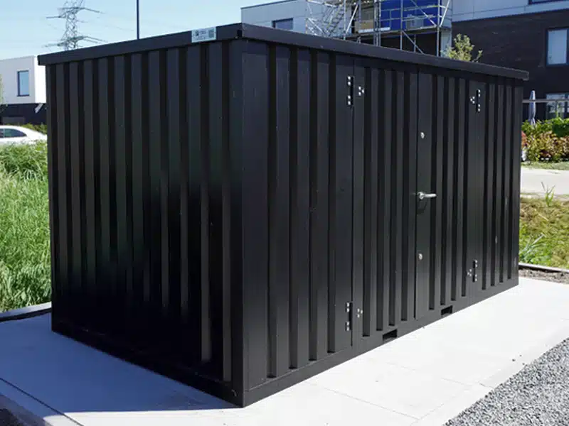 Schwarzer Container 4 x 2 Meter – Doppeltür an der Längsseite