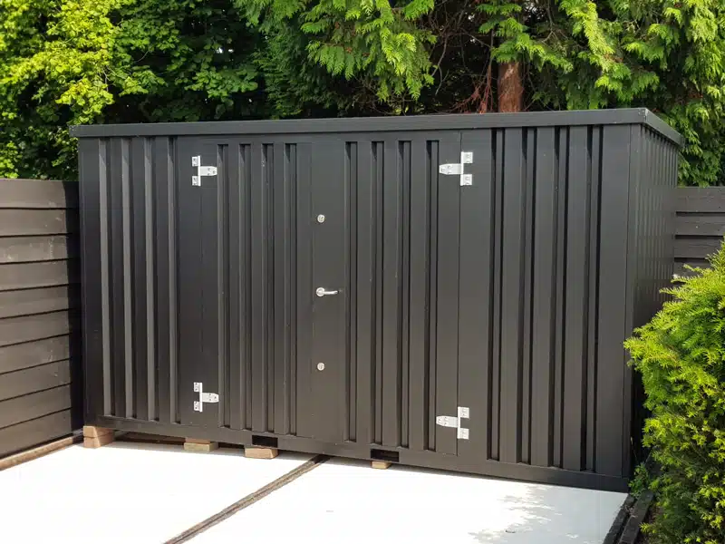 Schwarzer Container 4 x 2 Meter – Doppeltür an der Längsseite – Bild 3