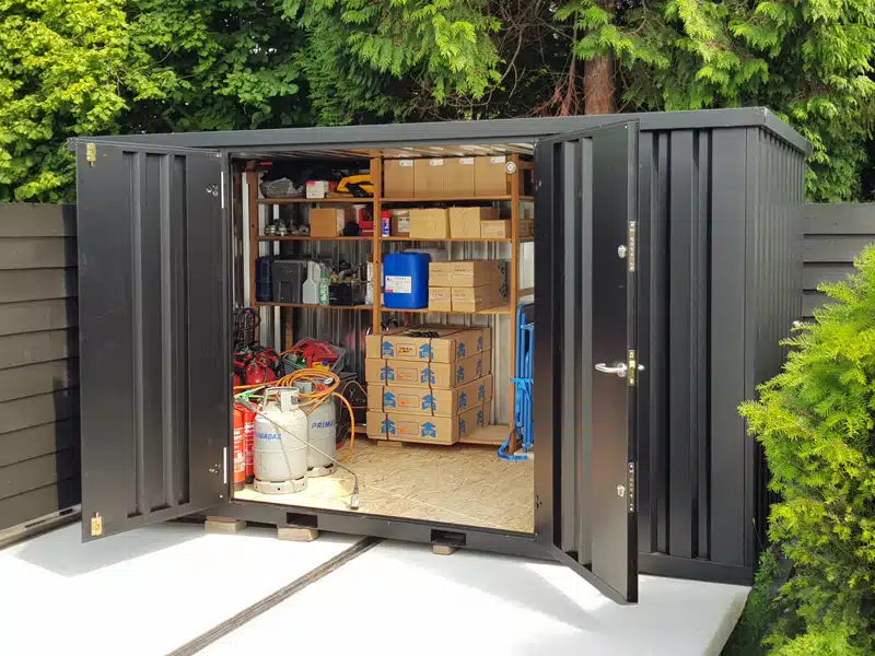 Schwarzer Container 4 x 2 Meter – Doppeltür an der Längsseite – Bild 4